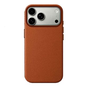 Apple Iphone 17 Pro Max Brown leather Hard Silicone Case