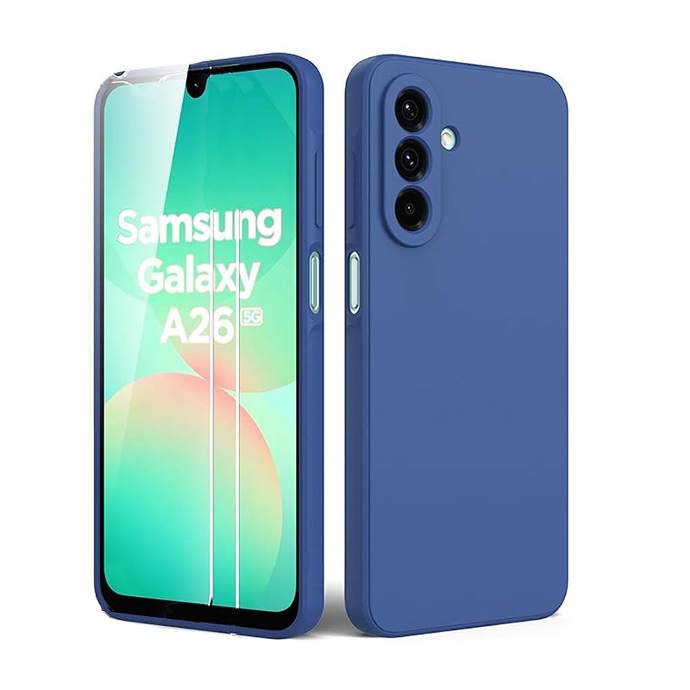 Capa Silicone Samsung Galaxy A26 Azul Escuro Com Protetor De Câmera