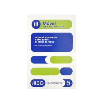 Cartão Sim Meo Top Total 1GB+500 Min