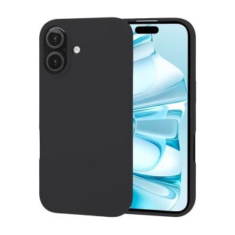 Silicone Case for Apple Iphone 16 Black with Camera Protector